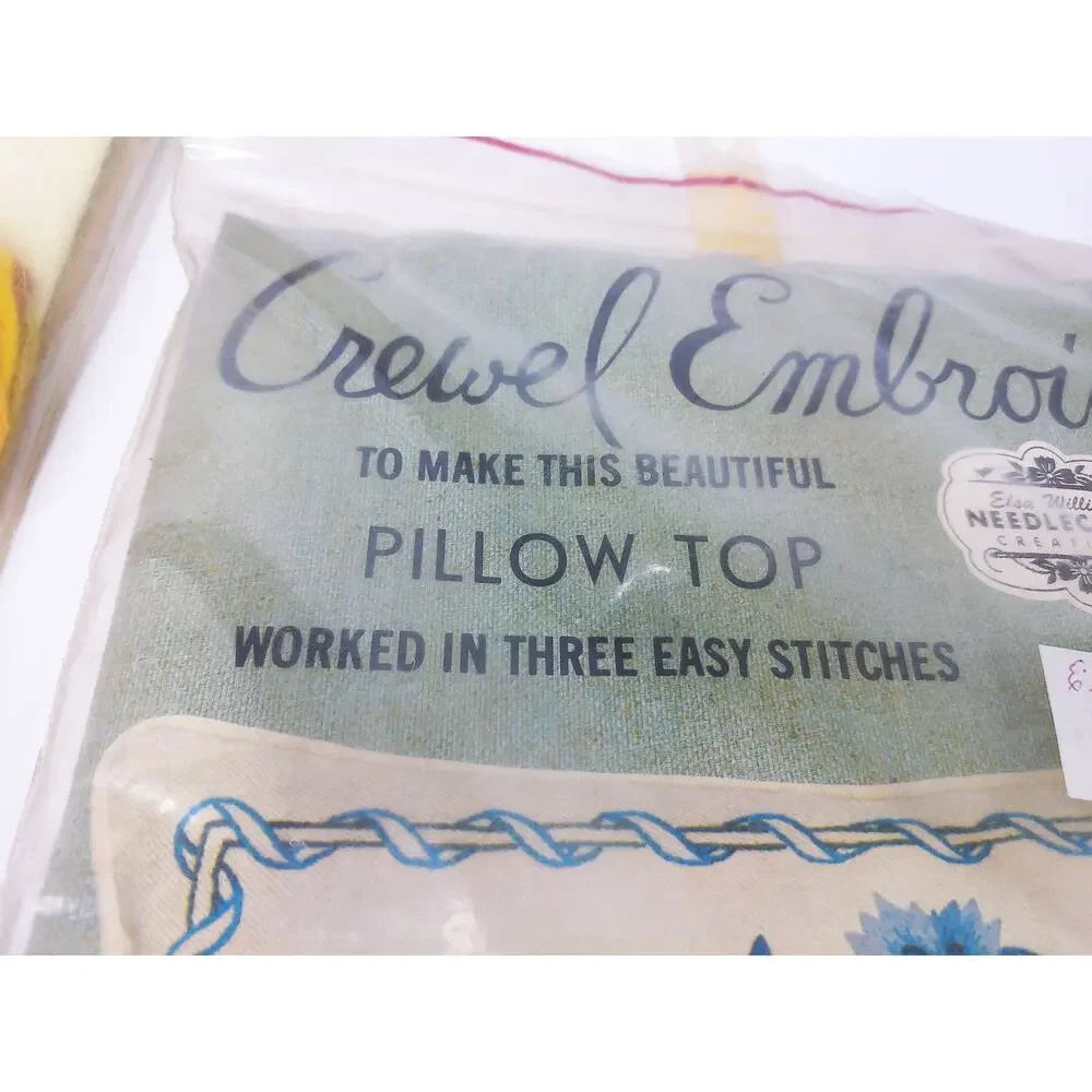 Vintage Elsa Williams Crewel Embroidery Floral Pillow Top New